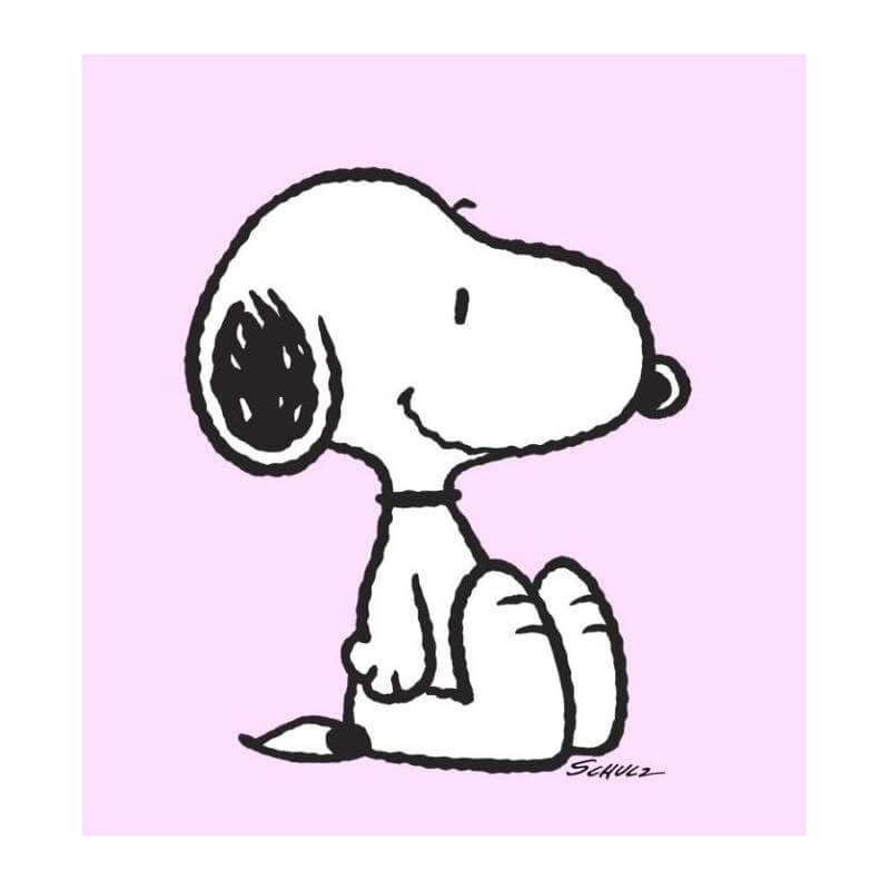 "Snoopy: Pink", featuring Snoopy Dog on a pink background Schulz