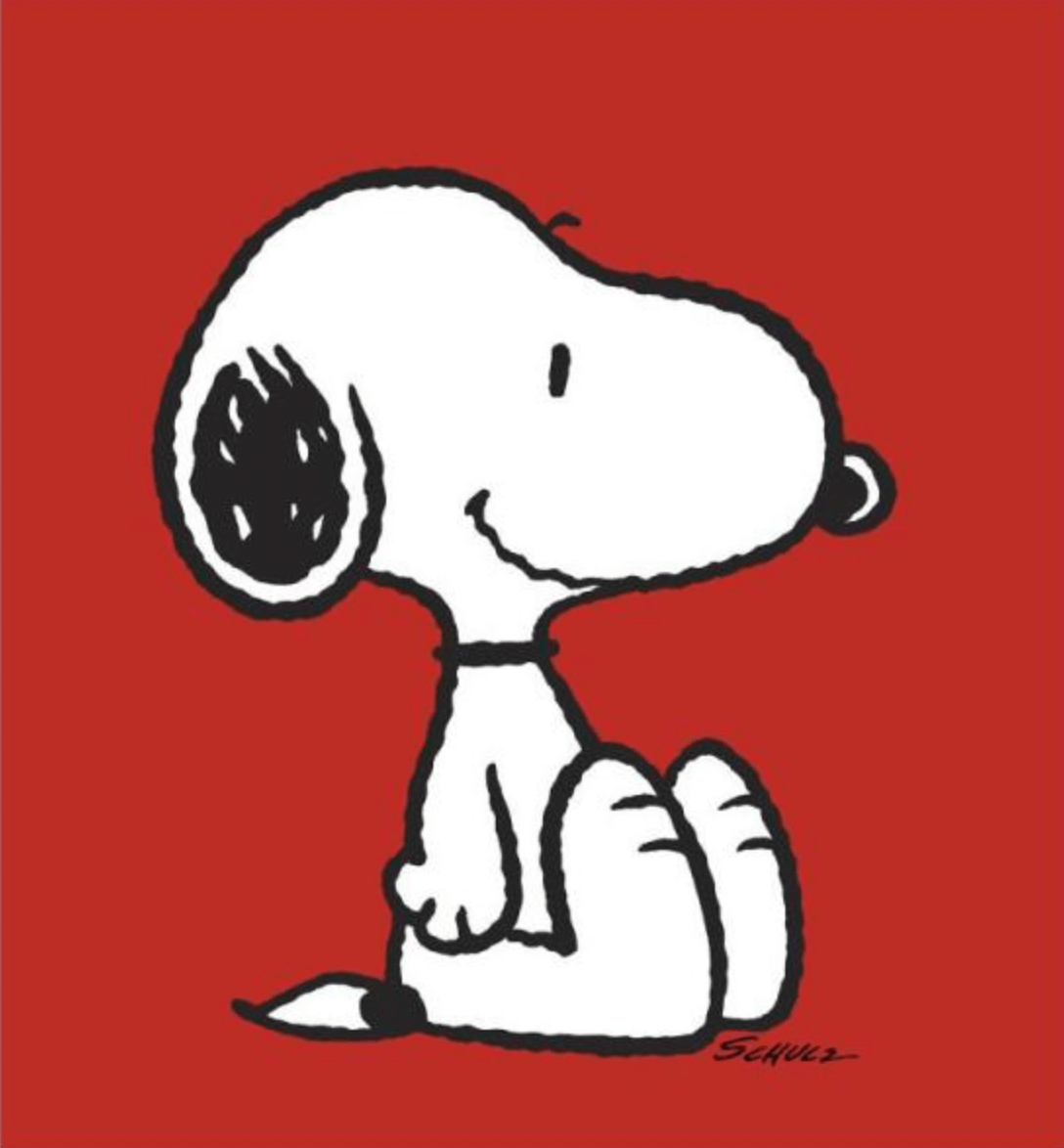 Snoopy sitting with red background