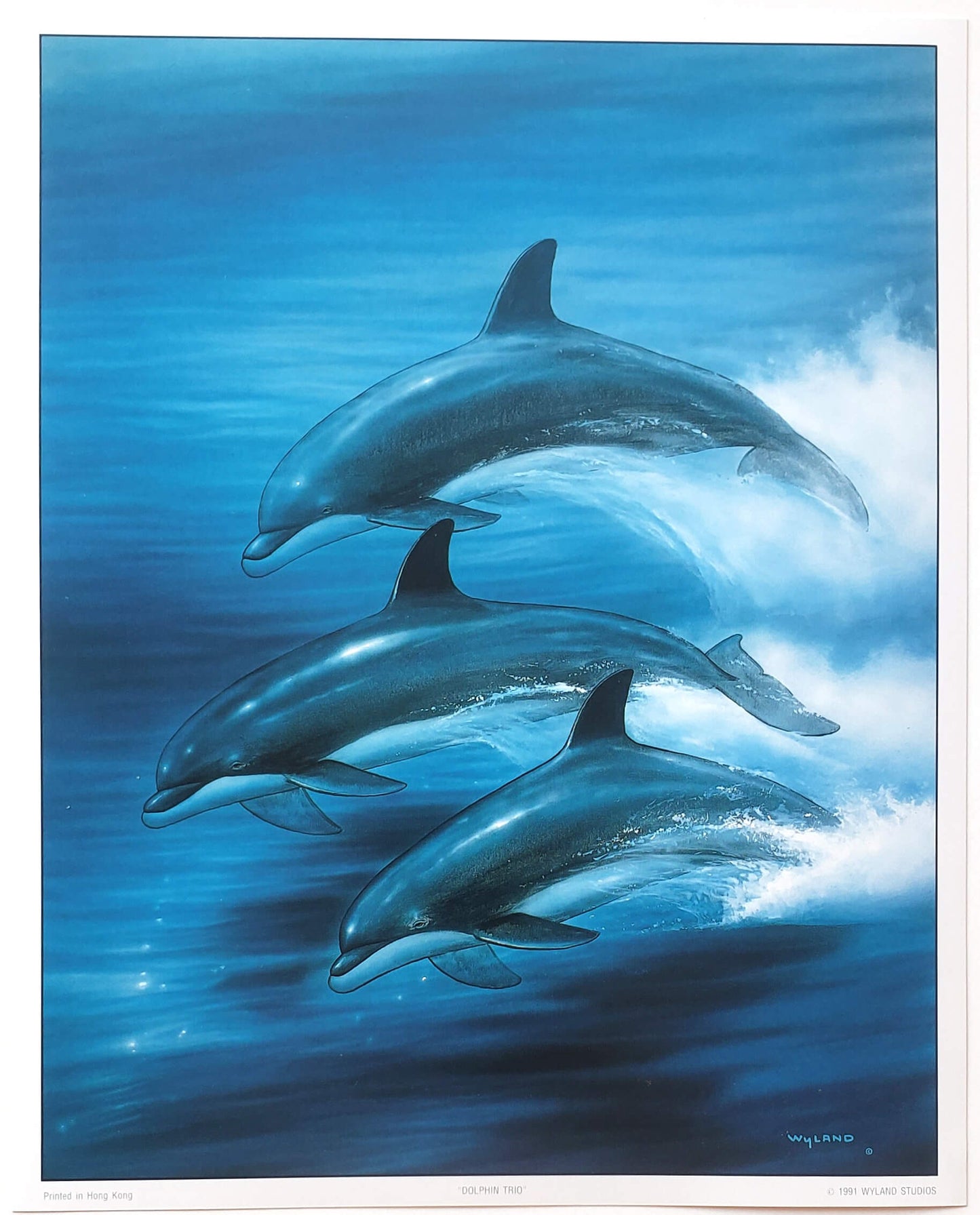 WYLAND "DOLPHIN TRIO" dolphins art
