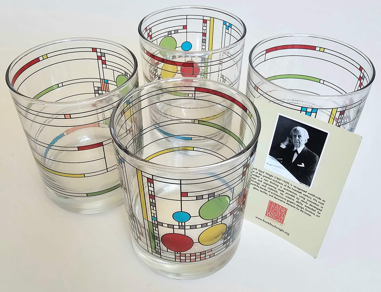 Frank Lloyd Wright 14oz Set of 4 drinking glasses