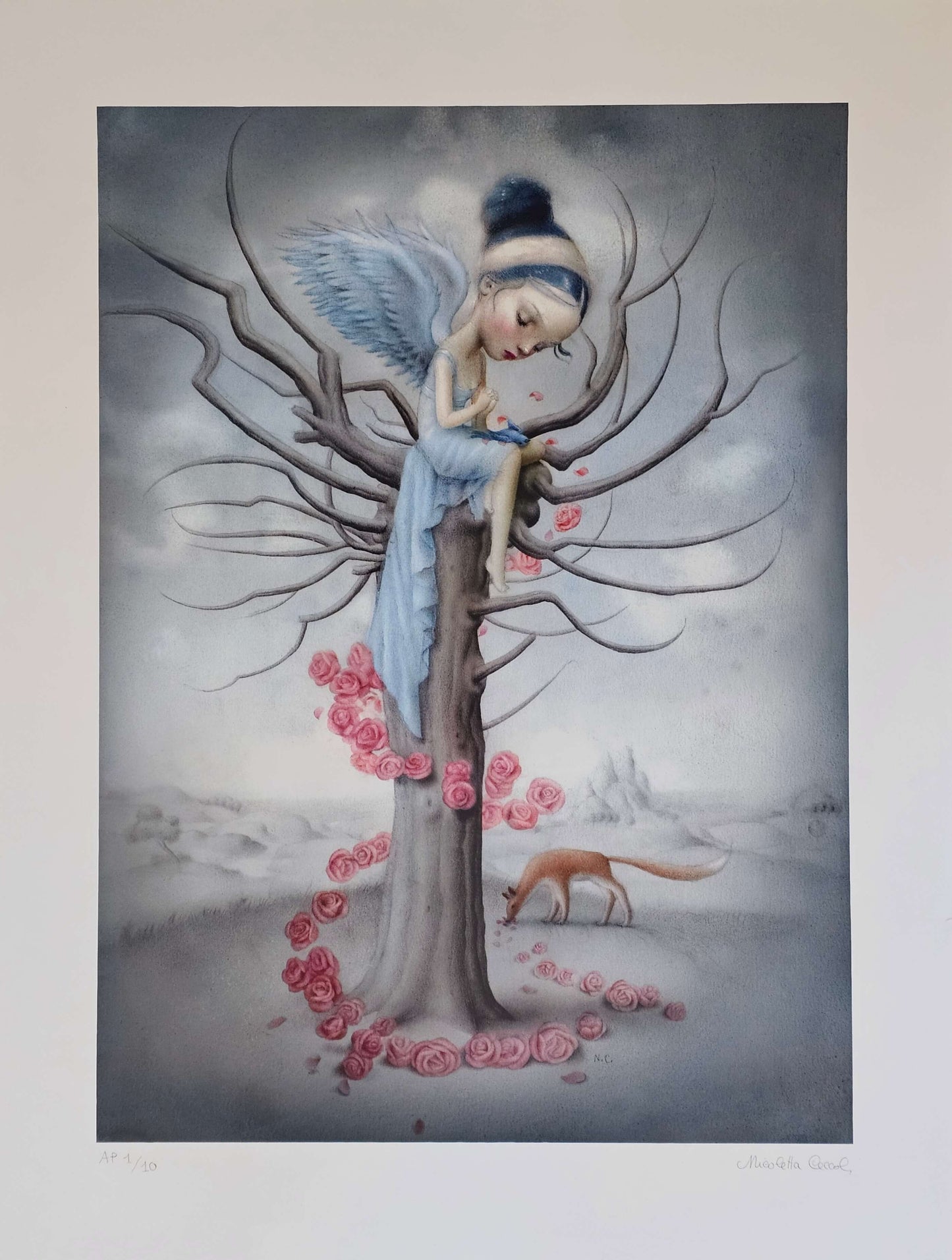 Nicoletta Ceccoli Blue Bird and the Fox Hand Signed Limited Edition Print
