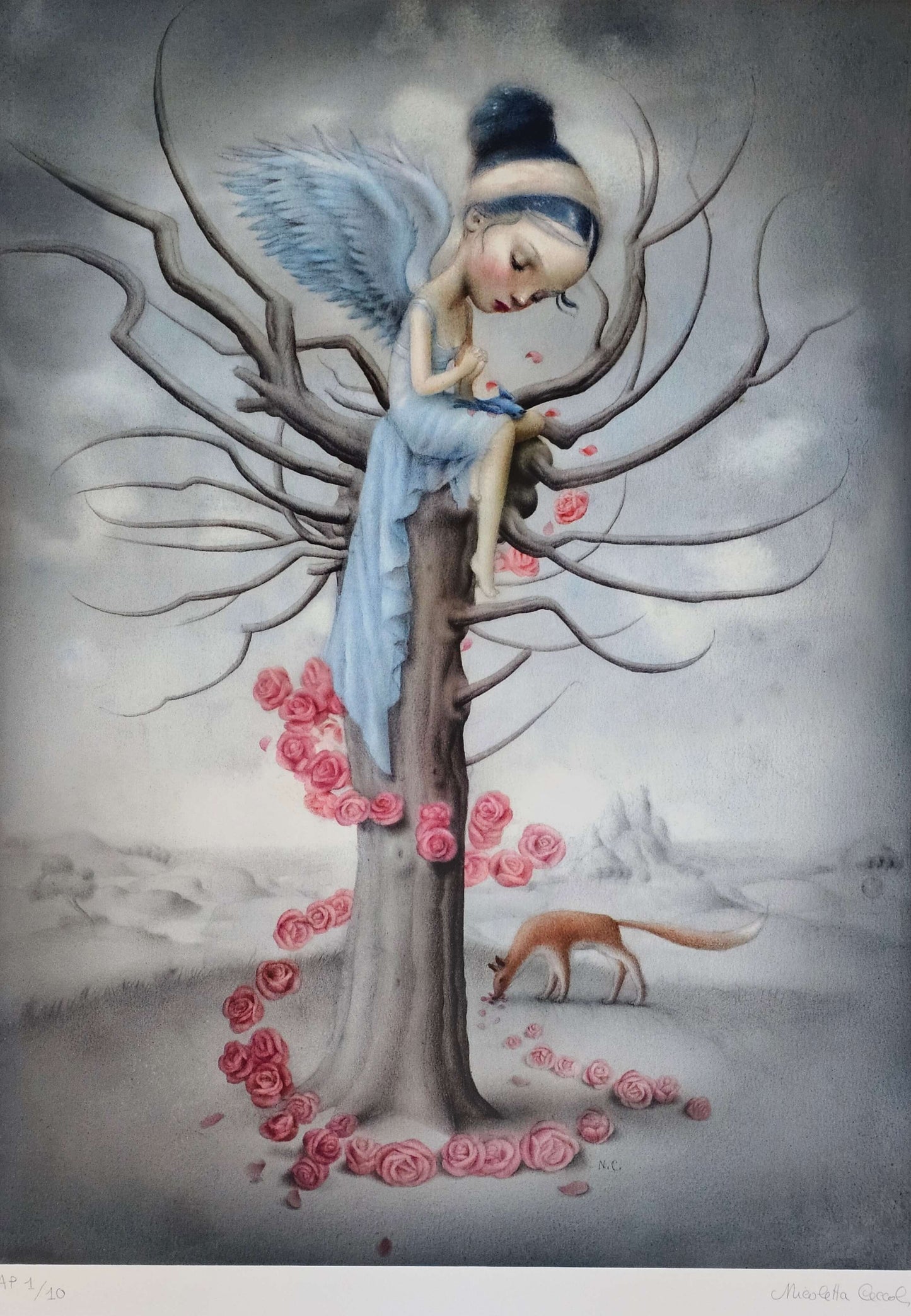 Nicoletta Ceccoli Blue Bird and the Fox Hand Signed Limited Edition Print