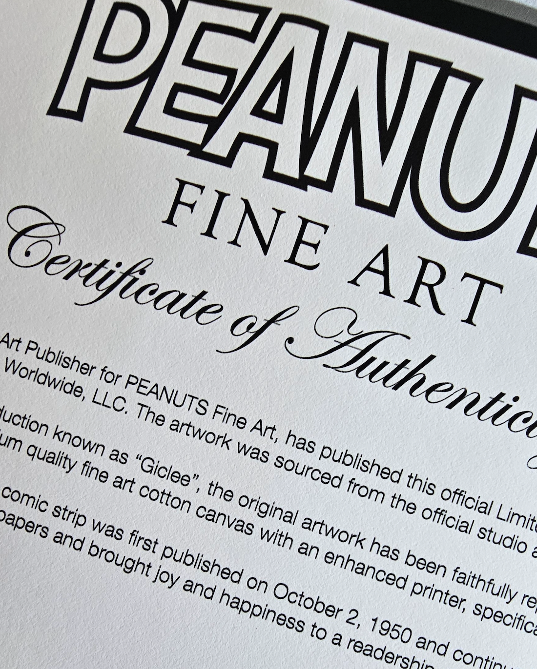 Peanuts "On Top of the World" Limited Edition Chromatic Pigment Ink Fine Art Print on Canvas