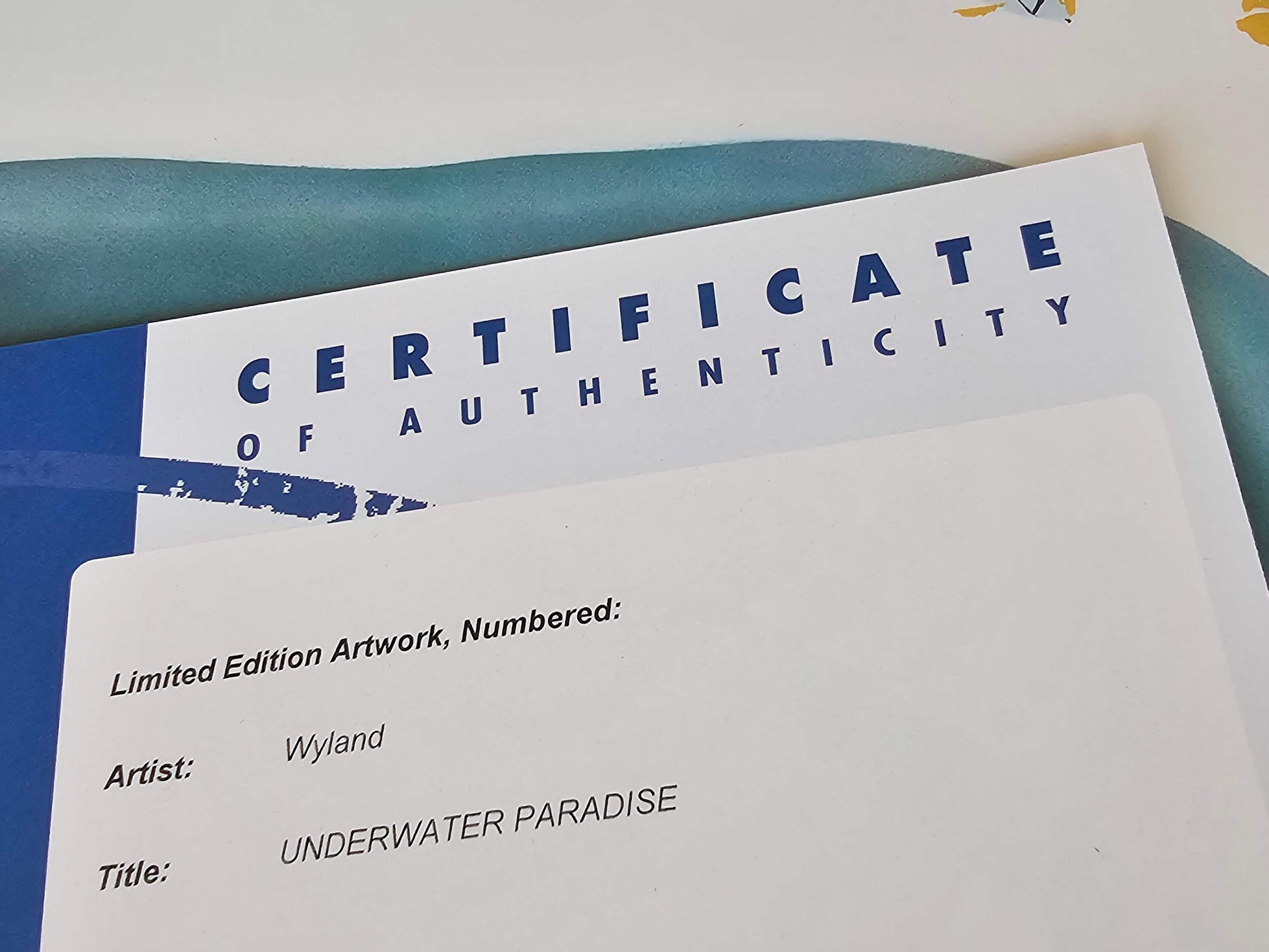 Certificate of Authenticity Wyland Underwater Paradise