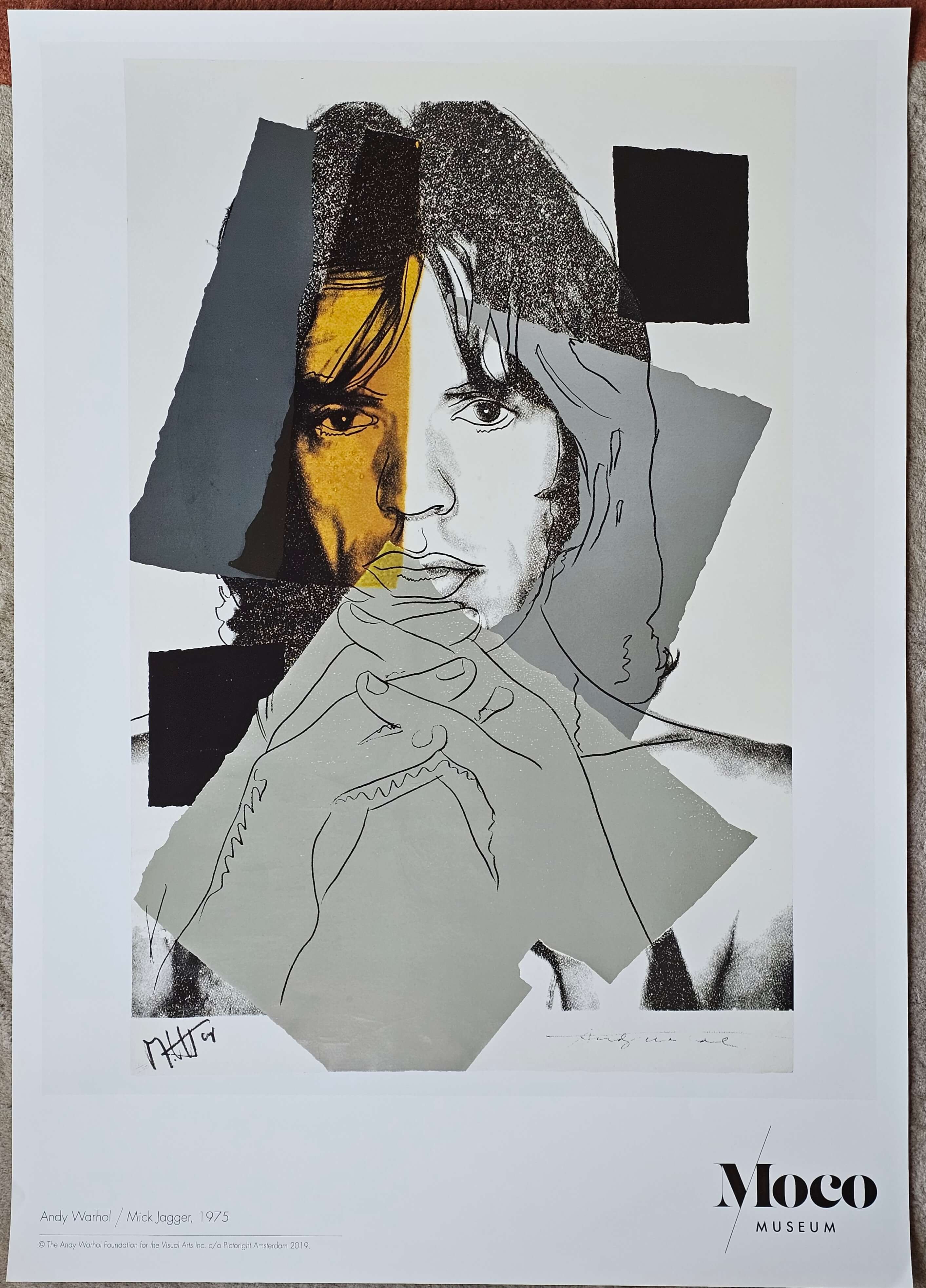andy warhol ポスター 、mick jagger 木製フレ―厶付 Andy Warhol 