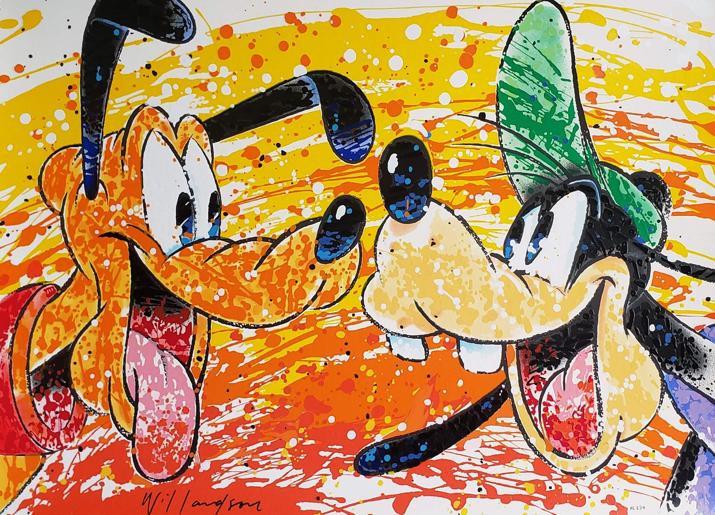 David Willardson "Twosome" Disney Art Pluto & Goofy dogs. Colorful Serigraph