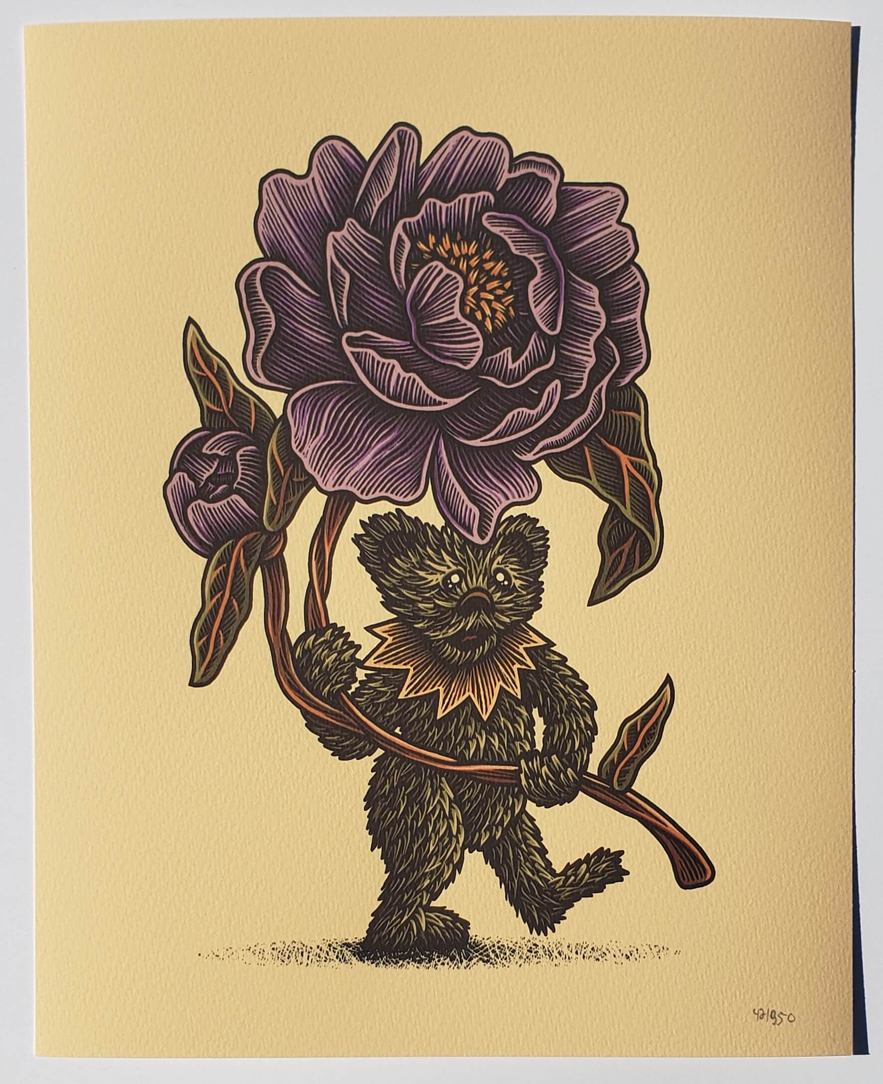 Luke Martin "Julia's Flowers" Peony Grateful Dead Bear Art