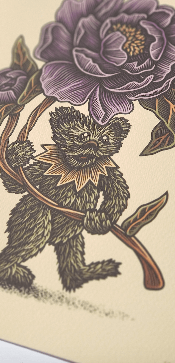 Luke Martin "Julia's Flowers" Peony Grateful Dead Bear Art
