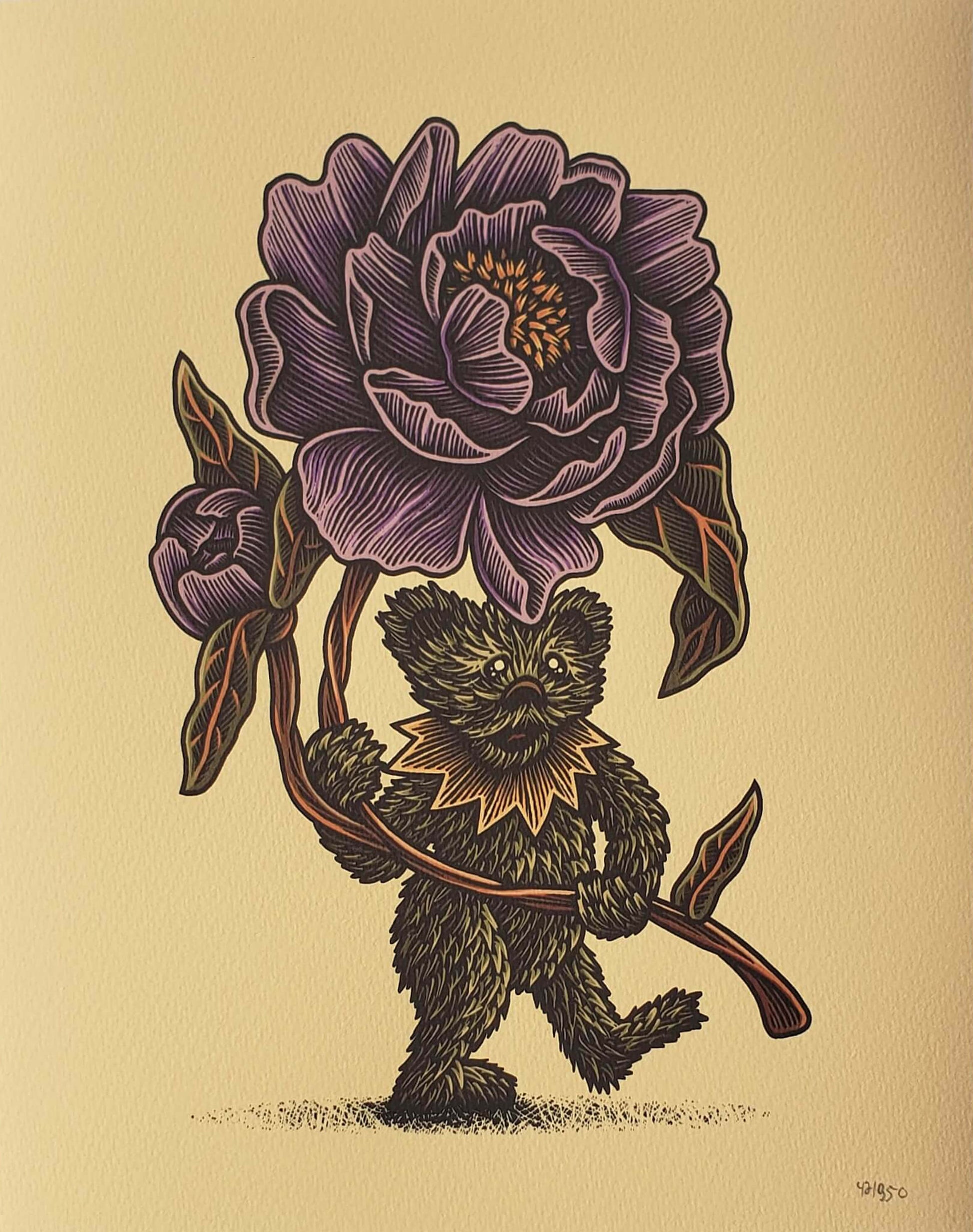 Luke Martin "Julia's Flowers" Peony Grateful Dead Bear Art