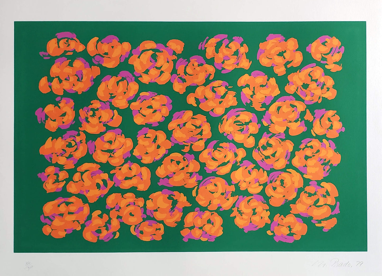 Nadine Prado "Orange Flowers and Green" hand signed & numbered