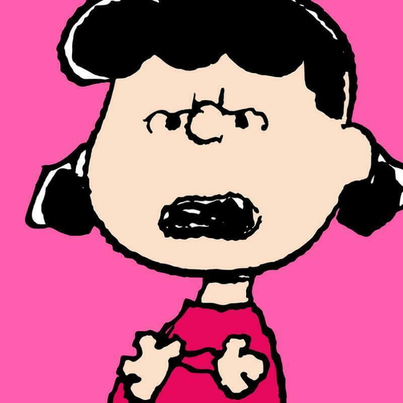Peanuts Lucy:Pink Schulz Comic strip art on canvas