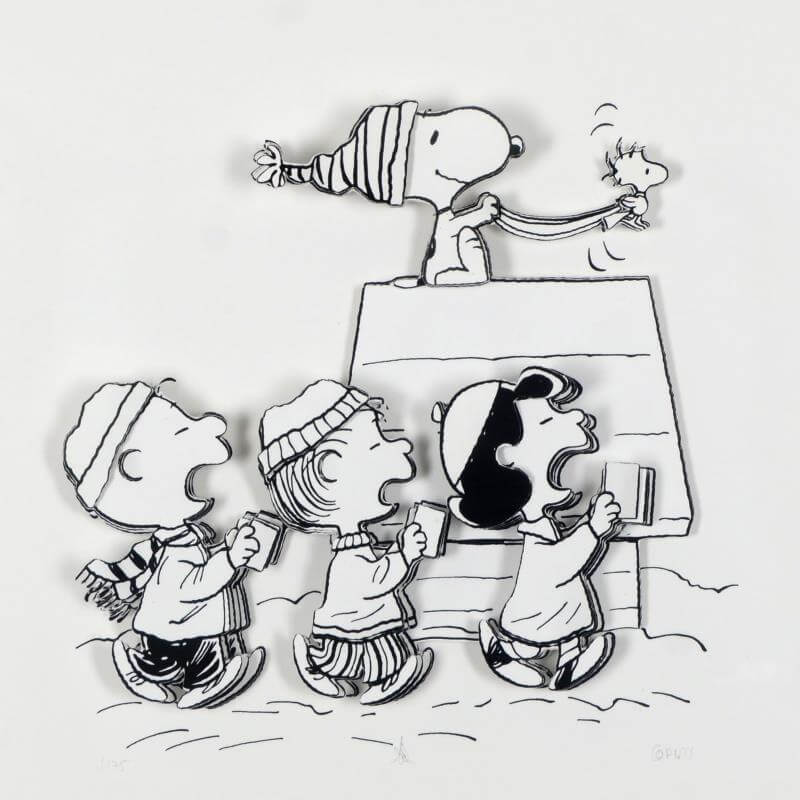 Peanuts "Caroling Crew" Limited Edition 3D Decoupage in shadow box