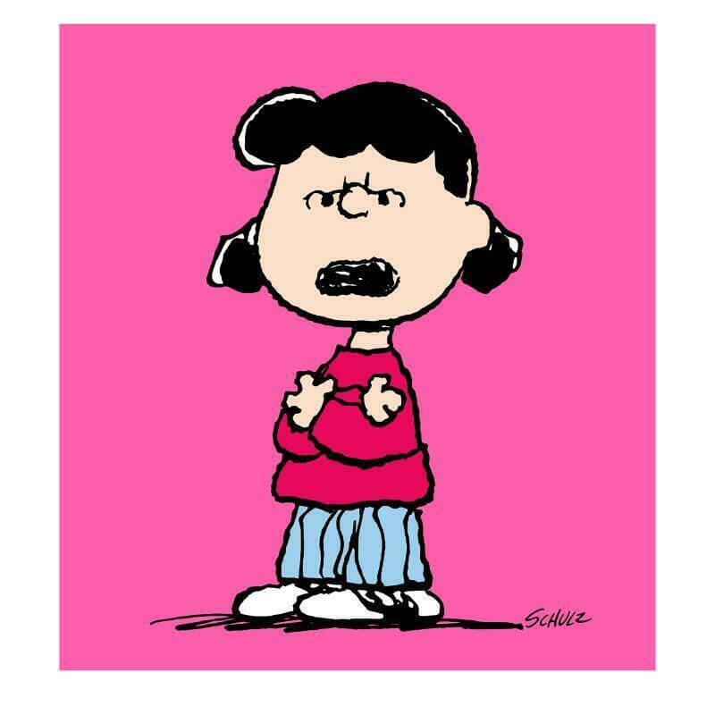 Peanuts Lucy:Pink Schulz Comic strip art on canvas