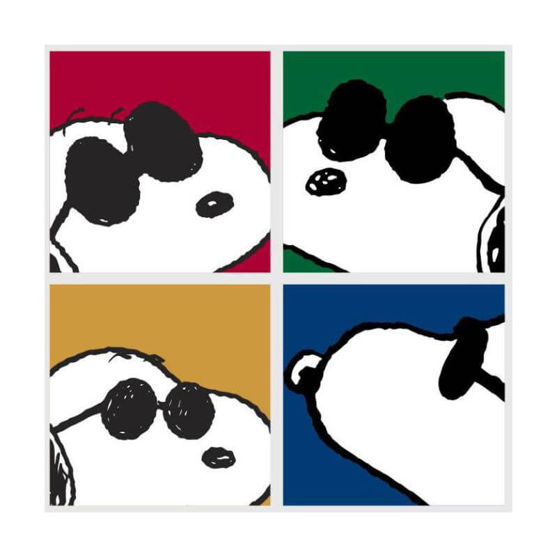 Peanuts Snoopy wearing sunglasses red green yellow blue background POP Art print